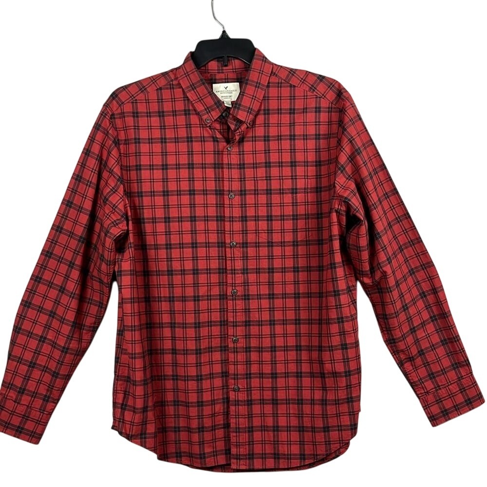 American Eagle Long Sleeve Button Down Shirt Mens Size XL Red Plaid